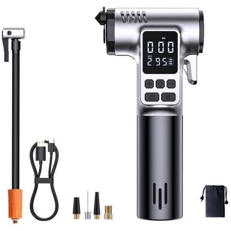 Gonfleur de pneus sans fil pour voitures, 4000 mAh, 150 PSI, avec éclairage LED, marteau de sécurité, 5 modes, compresseur d'air rechargeable pour motos, vélos et voitures. (1/5)