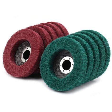 Disques à lamelles en fibre de nylon grain 180/320 de 10 pièces de 4 pouces pour le polissage des métaux, l'ébavurage et l'élimination de la rouille des soudures sur des surfaces complexes. (1/5)