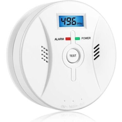 Détecteur de monoxyde de carbone avec écran LCD, détecteur de CO, alarme sonore de 85 dB, détecteur de monoxyde de carbone avec capteur de monoxyde de carbone (1/4)