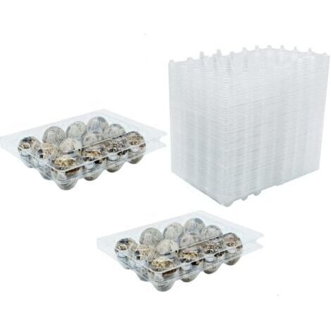 Lot de 50 boîtes à œufs de caille en PVC transparent réutilisable avec couvercle pour œufs de caille, réfrigérateur