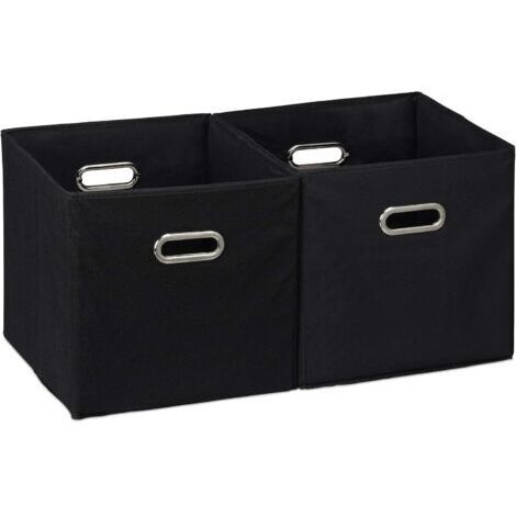 Bacs de rangement en tissu, organiseur cubique avec deux poignées, paniers pliables pour chambre, lot de 2, noir, 28 x 28 x 28 cm (1/4)