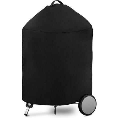 Housse de barbecue ronde imperméable pour extérieur, protection avec poignées, coupe-vent, anti-UV, tissu Oxford 420D (71 x 68 cm) - Noir (1/4)