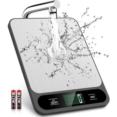 Balance de cuisine numérique 10 kg/22 lb, poids en grammes et onces, pour la cuisson du café, 6 unités avec fonction tare, écran LCD, acier inoxydable facile à nettoyer (1/4)