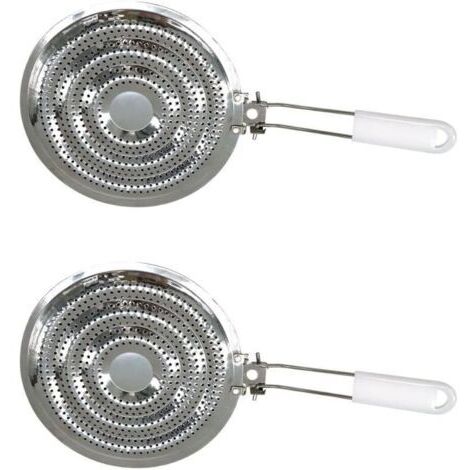 Diffuseur de chaleur pour plaque de cuisson, accessoire pour cuisinière à gaz, lot de 2 diffuseurs de chaleur, blanc, acier inoxydable, 20,5 cm (1/5)