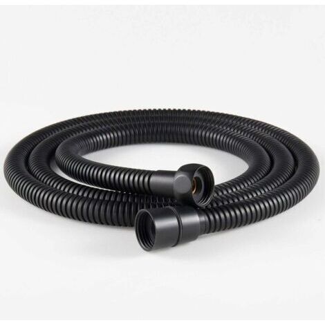 Tuyau de douche flexible en acier inoxydable 1 pièce 1,5 m, raccords en laiton, tuyau de pommeau de douche anti-torsion, tuyau de douche flexible - noir (1/5)
