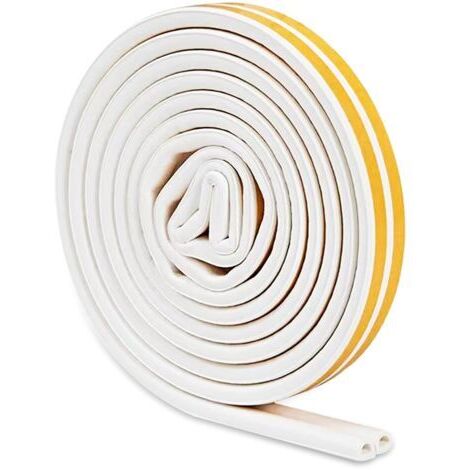 Joint Porte Isolation, Bande de Joint d'Étanchéité en Caoutchouc 9mm(L) X 6mm(H), Mousse Adhesive, D-Profil Calfeutrage Fenetre pour Preuve de Collision, Anti-Froid, Antichoc (5M) (1/5)
