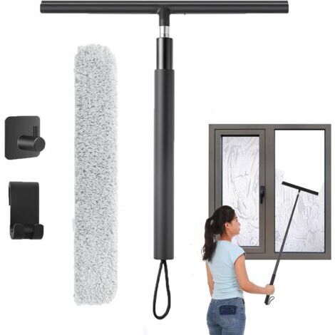 Raclette de douche, raclette de douche en silicone, raclette de sol, raclette de douche à long manche — Pour douches, salles de bain, carrelages, miroirs et fenêtres (1/4)