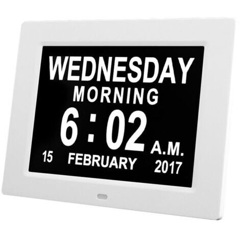 - Horloge calendrier numérique 7 pouces avec date - Alzheimer horloge pour les parents (blanc) (1/4)