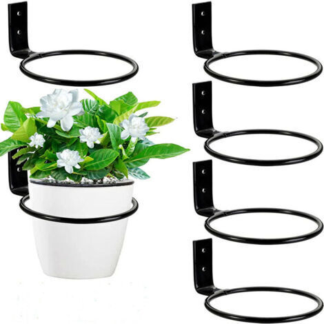Lot de 6 supports muraux pour pots de fleurs 10cm – Fer avec revêtement en poudre – Fixation facile avec vis – Pour balcon et jardin (1/5)