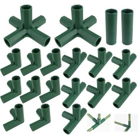Lot de 20 raccords pour cadre de serre, connecteurs d'angle pour cadres de jardin, étagères de cadre de jardin, 3, 4, 5 voies, 16 mm (1/5)