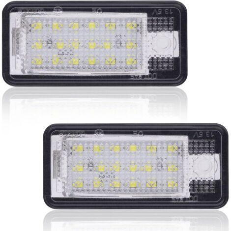 Ampoule de plaque d'immatriculation LED super lumineuse, 6000 K xénon blanc 18SMD, 2 pièces éclairage de plaque d'immatriculation LED pour A/udi A3 S3 A4 S4 A6 S6 C6 A8 S8 Q7 RS4 RS6 (1/5)