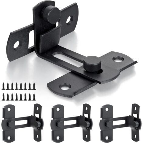 Lot de 4 serrures de porte de grange à 90 degrés, serrures de sécurité pour porte de grange, serrures à crochet pour porte coulissante, serrures de porte antiques, serrures de porte d'armoire à vin, n (1/4)