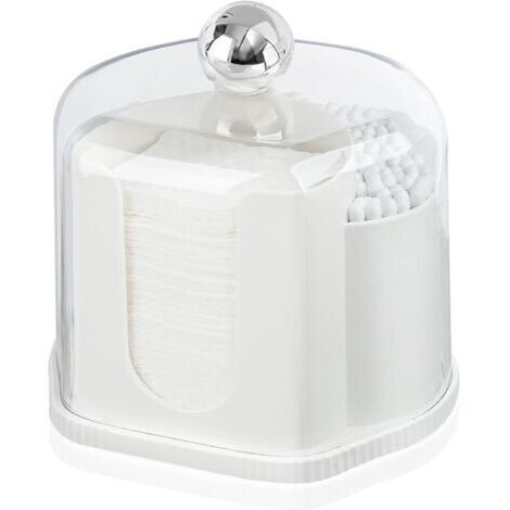 Boîte de rangement transparente pour cotons-tiges et cure-dents avec couvercle anti-poussière, conception 2 en 1, compartiments séparés pour un accès facile (1/5)