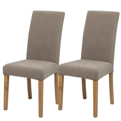 Lot de 2 housses de chaise de salle à manger, housse de chaise de cuisine extensible en jacquard, amovibles et lavables, housses de protection pour la maison, le restaurant et les banquets (kaki) (1/4)