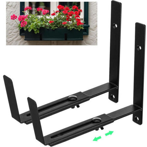 Lot de 2 supports réglables pour jardinières (15-30 cm) pour rebords de fenêtres, balcons et garde-corps  supports de suspension extérieurs pour clôtures, balcons et terrasses.