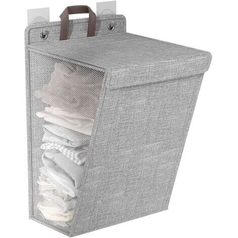 Panier à linge pratique - Pliable - Fixation murale - Durable - Gain de place - Solution de rangement pour vêtements sales - Panier à linge - Gris - M