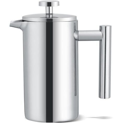 Cafetière à piston française petite 350 ml/12 oz, cafetière en acier inoxydable à paroi double isolée, presse à café avec système de filtration à 3 niveaux, (1 tasse) (1/4)