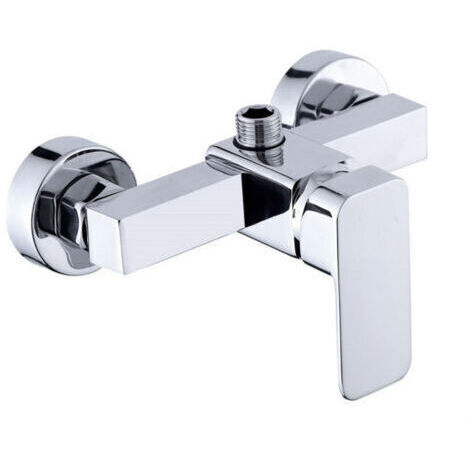 Robinet de douche mural moderne chromé avec mitigeur de douche pour eau froide et chaude (1/4)