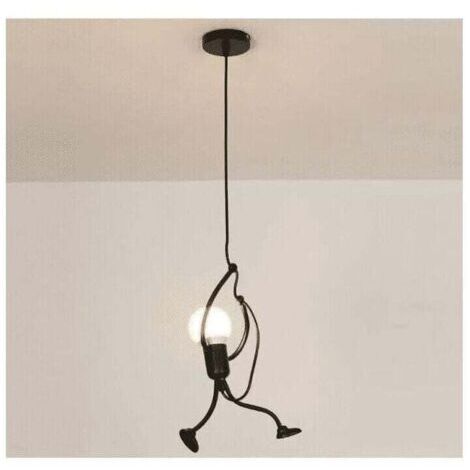 Suspension Créatif - Moderne - Fer - Gens Dessin animé - Conception - Lampe suspendue pour Des Enfants - Chambre - Chevet - Salon - Grenier - Noir (1/3)
