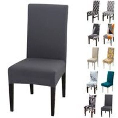 Housse de chaise Lot de 6 Housses de Chaise Extensibles Universelle - Moderne - Gris (1/4)