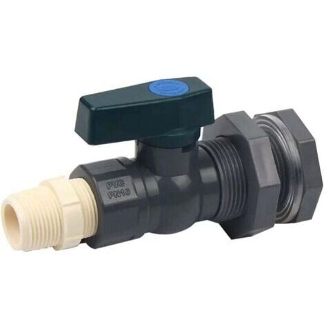 Connection PVC water tanks tap PVC rain barrel 3/4 inch with bulkhead screw connection and hose adapter (G 3/4)