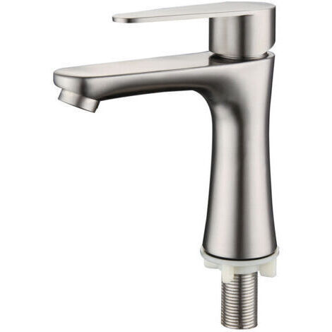 Robinet d'eau froide simple brossé en acier inoxydable SUS304, lavabo de petite taille, lavabo, lavabo, robinet de salle de bains-