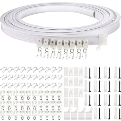 Rail De Plafond Pliable Rail De Rideau Incurvé Montage De Rideau De Plafond Flexible Rail De Fenêtres Courbes Pour Rail De Rideau Avec Système De Rail Rideau Lit Diviseur-5 Mètres (1/3)