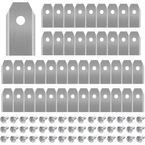 45 lames de rechange en titane pour tondeuses robotiques Husqvarna Automower, Gardena, Yardforce. Robuste (3g/0.75mm) avec vis, longue durée de vie.