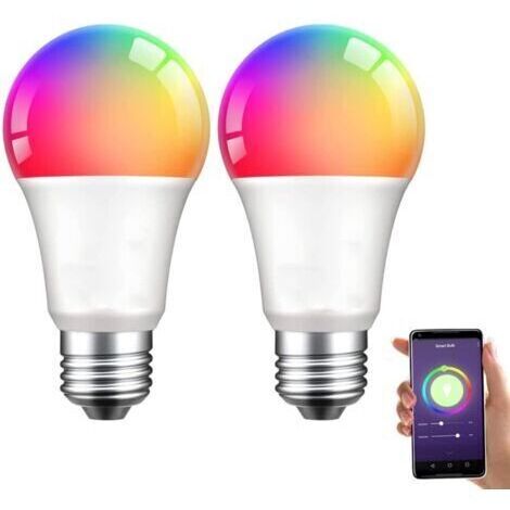 Guirlande lumineuse de Noël Alexa Ampoule LED intelligente E27 9 W RGBCW Changement de couleur 2200-6500 K 1000 lm Compatible avec Alexa, Google Assistant (2 pièce, E27) (1/4)