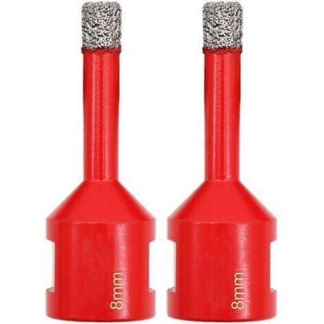 Forets Diamant 2 Pièces 8mm Trépans de Forage avec Filetage M14 pour Perçage à sec en Porcelaine Carrelage Granit Marbre