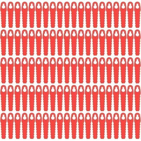 Lames De Rechange en Plastique, 100 Pièces pour Tondeuse à Gazon De Cour, Lames De Tête De Coupe De Rechange, 85Mm, Accessoires De Tondeuse à Gazon De Jardin (Rouge)