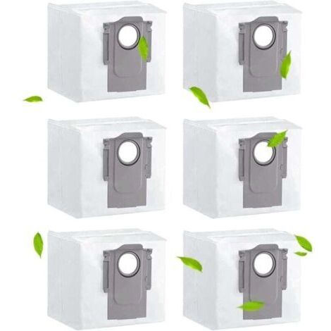 Lot de 6 sacs à poussière pour Roborock S8 S8+/S8 Pro Ultra/ S7 MAXV Ultra/ Q7 MAX/ Q7 MAX+/ S7 Pro Ultra/Q5+ Sacs d'aspirateur Station d'aspiration Sacs de rechange Accessoires Pièces de