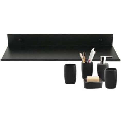 Floating Wall Shelf for Bathroom, Rectangle Matte Aluminum Shelf, Ultra Thin Stable Wall Shelf, Stylish Wall Mounted Cosmetic Storage Rack, Black (30cm) (1/3)