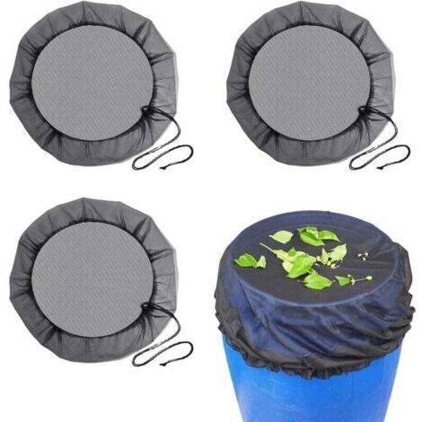 Lot de 3 filets pour citerne de pluie, couvercle réglable, contre les larves de moustiques, avec bande élastique, filet de protection pour citerne de pluie, isoler les feuilles mortes (95 cm)
