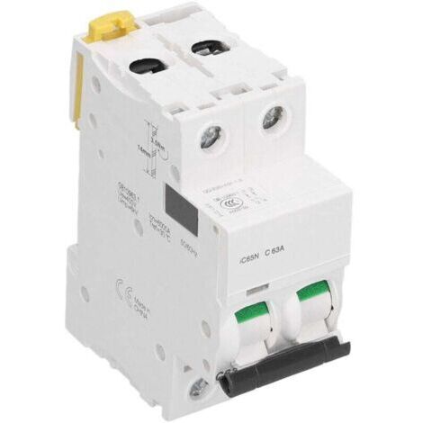 Disjoncteur 2P Basse Tension 63A AC 400V, Pouvoir de Coupure 6000A, Montage sur Rail Din (1/3)
