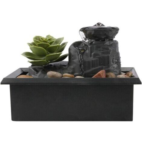 Fontaine de table - 11,7 cm - Fontaine à eau d'intérieur en forme de nénuphar - Chargement USB - Lumière LED - Pour bureau, maison, chambre à coucher (1/4)