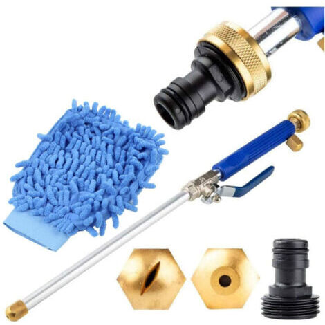 Buse à Eau Haute Pression Lance à Eau pour Pistolet avec 2 Buses de Nettoyage Buses de pulvérisation Raccord de Tuyau d'arrosage 46 cm Douche de Jardin Hydro Jet Power-Bleu