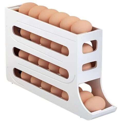Distributeur d'œufs pour Réfrigérateur, Rangement Oeufs Frigo, Rouler Automatiquement La Boîte à Œufs à 4 Niveaux, Rangement Frigo, Distributeur Oeufs, Peut Contenir 30 œufs (blanc)