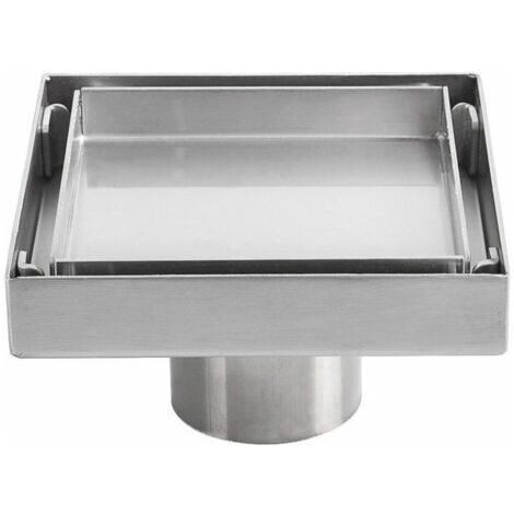 Siphon de sol invisible en acier inoxydable 304, siphon de sol carré épais et déodorant, 1010 cm