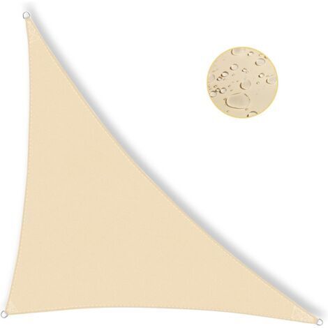 Voile d'ombrage Triangulaire 3x3x4.3 m Toile Ombrage Imperméable, Toile d'ombrage Protection HDPE Respirant 98% Protection Rayons UV pour Jardin, Terrasse, Extérieur - Jaune Clair (1/4)