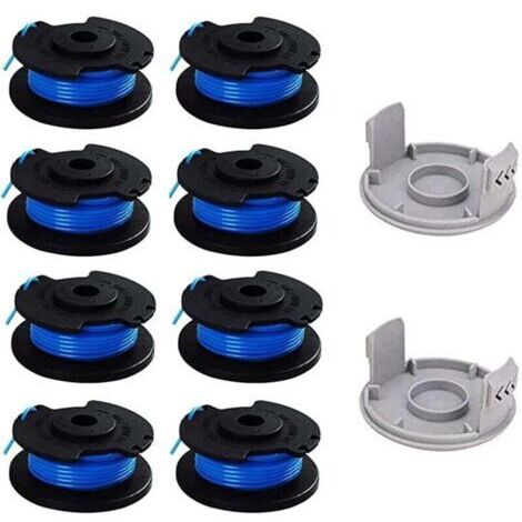 Bobines de fil pour Ryobi 18V/24V/40V - Diamètre 0,065 pouce - Compatible AC14RL3A - Lot de 8 bobines + 2 capuchons - Coupe précise.