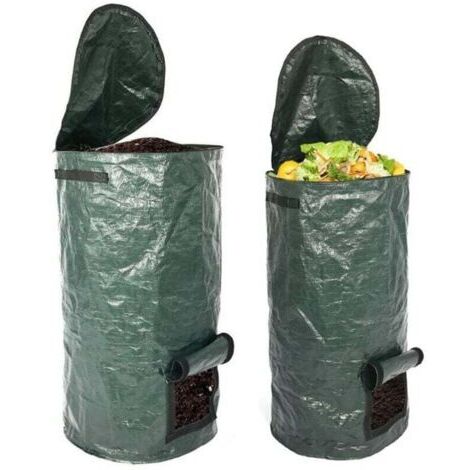 Lot de 2 sacs à compost organique 15 et 34 gallons, réutilisables en PE, pour cuisine et jardin (1/3)