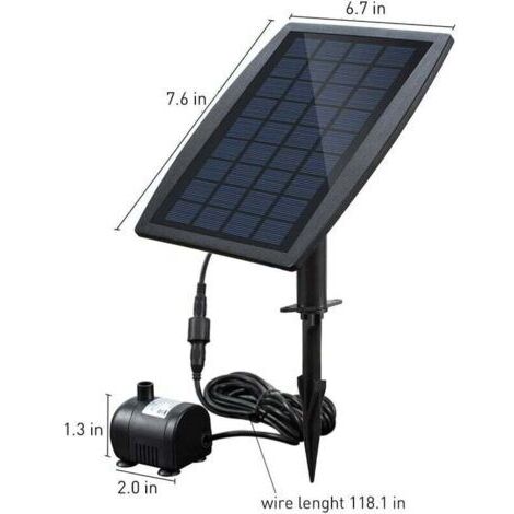 Pompe à eau solaire sans balais pour fontaine solaire de bassin, pompe à eau avec panneau solaire 9V 2.5W 200L/H.