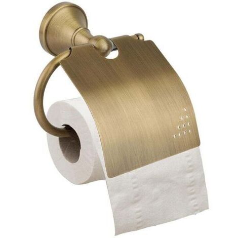 Rétro Porte-Papier Hygiénique Toilette Mural en Laiton Antique Support Porte Rouleau de Papier WC avec Couvercle (1/3)