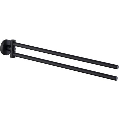 Noir Mat Porte-Serviettes Salle de Bain avec 2 Barres 180°Rotatives Sèche-Serviettes en Acier Inoxydable SUS304 41CM Porte Serviette Murale Sèche-Serviettes pour Salle de Bain Cuisine Lavabo (1/4)