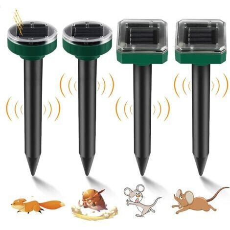 4 pièces Répulsifs Anti Taupes: Repulsif Taupe Ultrason Solaire avec IP65 Imperméable, Piege a Taupe, Repulsif Souris Ultrason, Anti Taupe Ultrason Solaire pour Serpents campagnols Gop