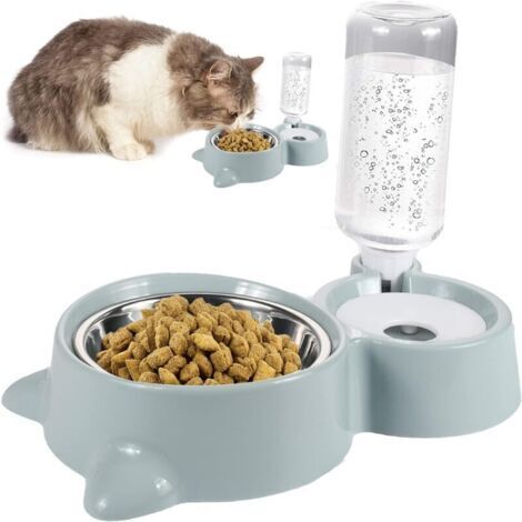 Double Cat Bowl, Double Bowl Food Bowl for Cats and Small Dogs, Green 2-in-1 Cat Bowls (1/3)