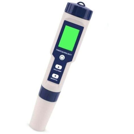 Electronic 5 in 1 PH Meter Tester, Measures pH, TDS, EC Salinity and Temperature, Water Quality Tester, LCD Display and Reading Accuracy, for Drinking Water, Aquariums, Swimming Pools, etc.