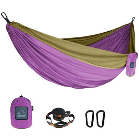 Hamac extérieur en nylon parapluie tissu anti-renversement champ installation rapide camping balançoire hamac portant 300 kg- (1/4)