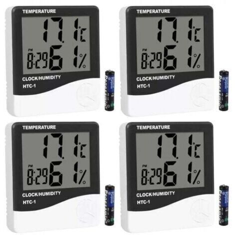 4x thermomètre hygromètre numérique, thermomètre de pièce, mesureur d'humidité de l'air, réveil. Compact et fonctionnel.